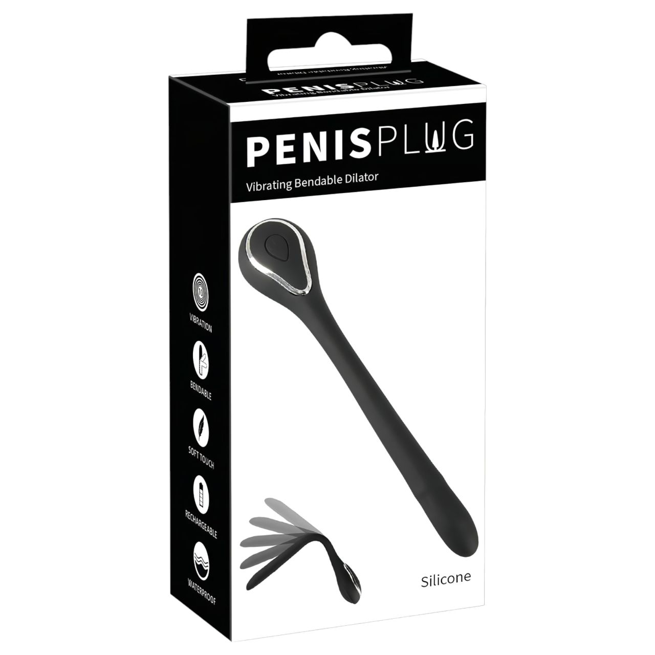 Penis Plug Dilator - akkus, vibrációs dilátor (1,1cm) - fekete
