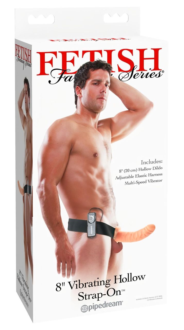 Fetish Strap-On 8 - felcsatolható, üreges vibrátor (natúr) Fetish Strap-On 8 - felcsatolható, üreges vibrátor (natúr)