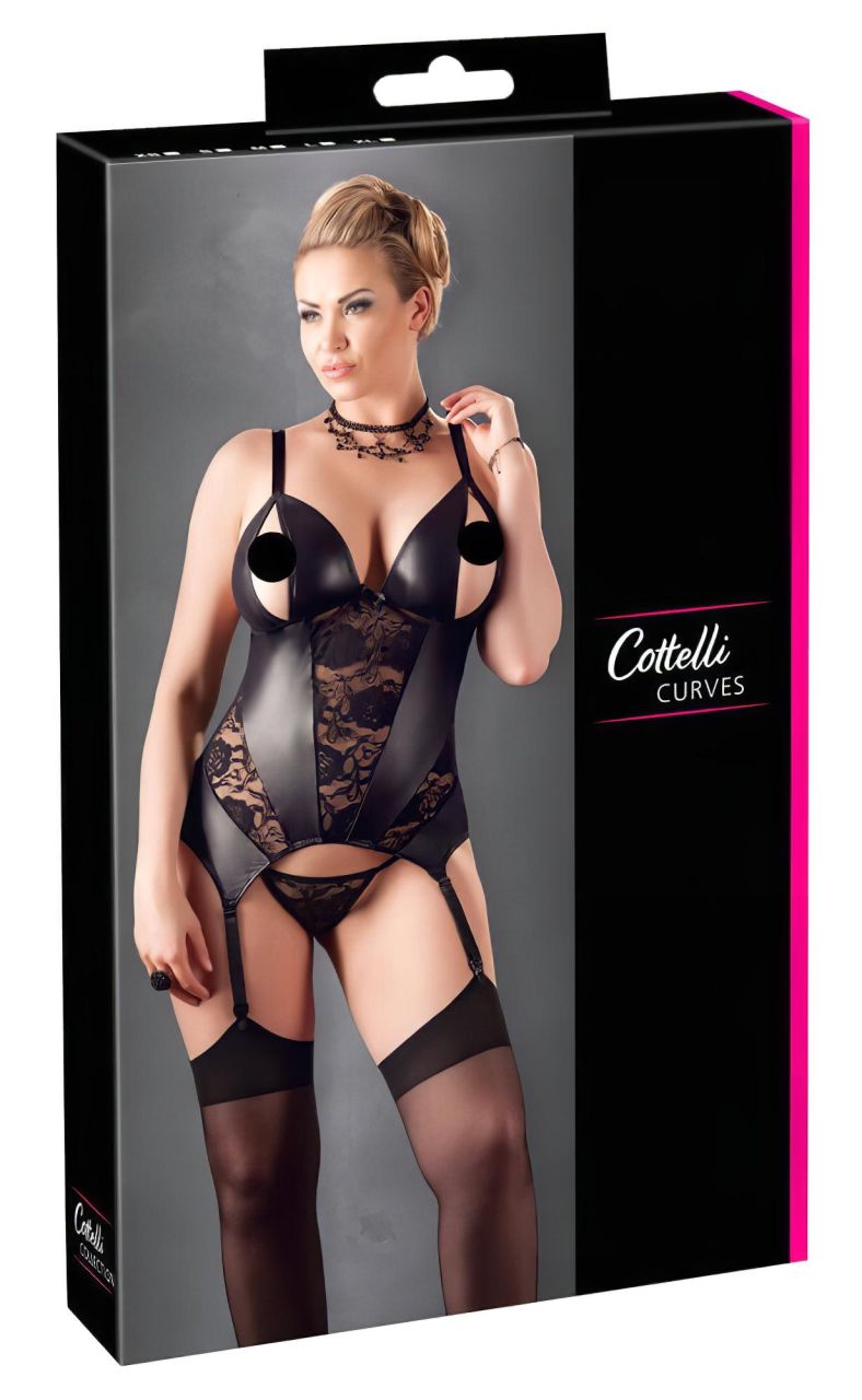 Cottelli - Virágos női felső, molett fazonban (fekete)