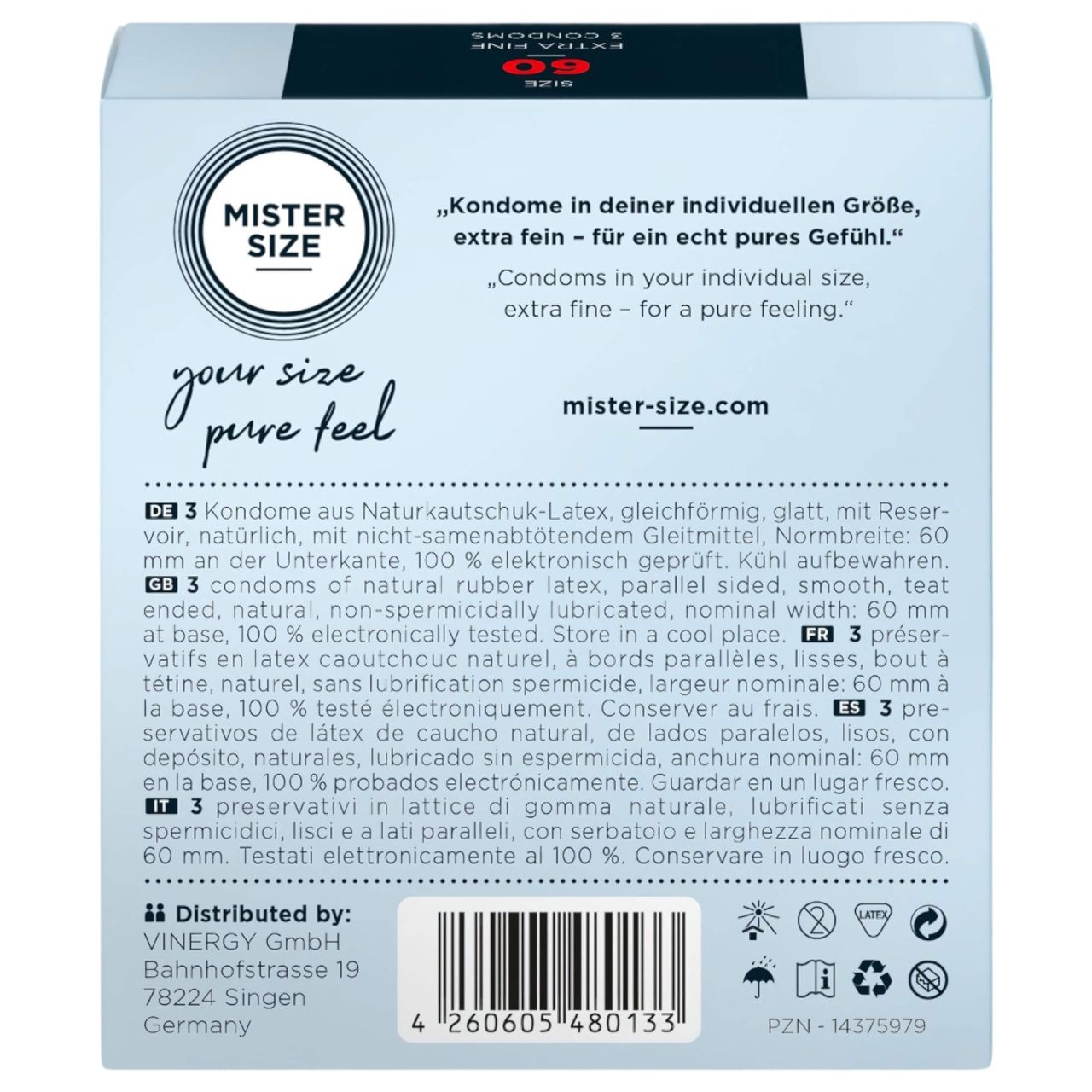 Mister Size vékony óvszer - 60mm (3db) Mister Size vékony óvszer - 60mm (3db)