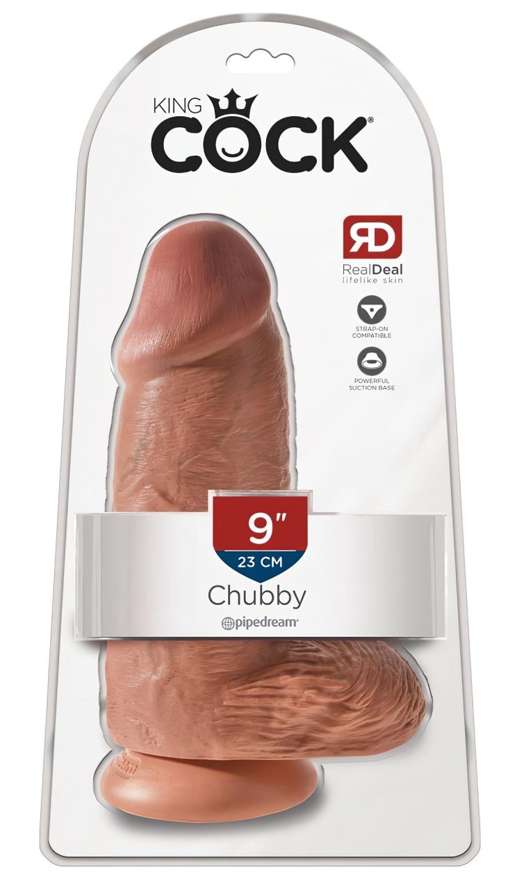 King Cock 9 Chubby - tapadókorongos, dildó (23cm) - sötét natúr King Cock 9 Chubby - tapadókorongos, dildó (23cm) - sötét natúr