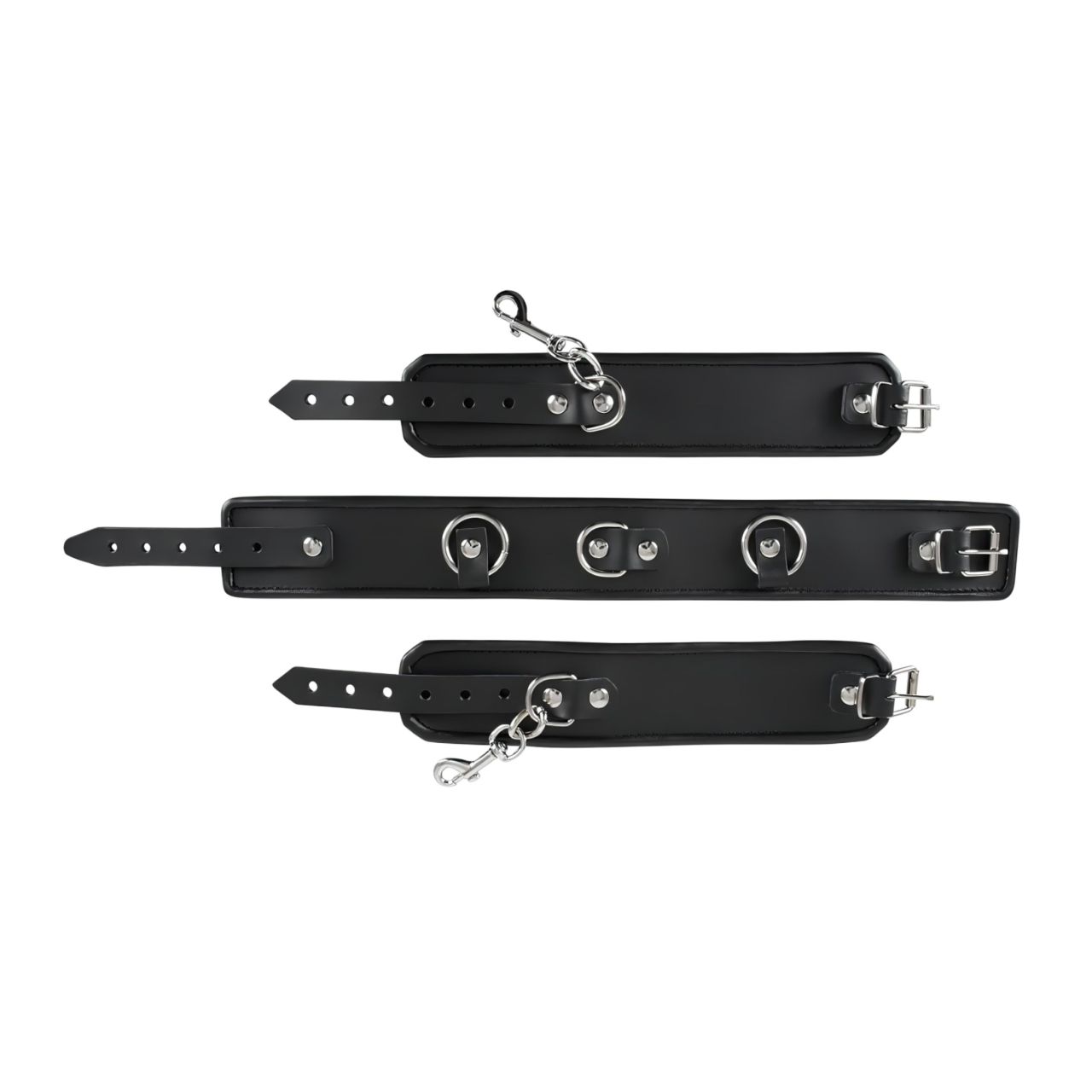 ZADO - bőr nyakörv bilinccsel (fekete)