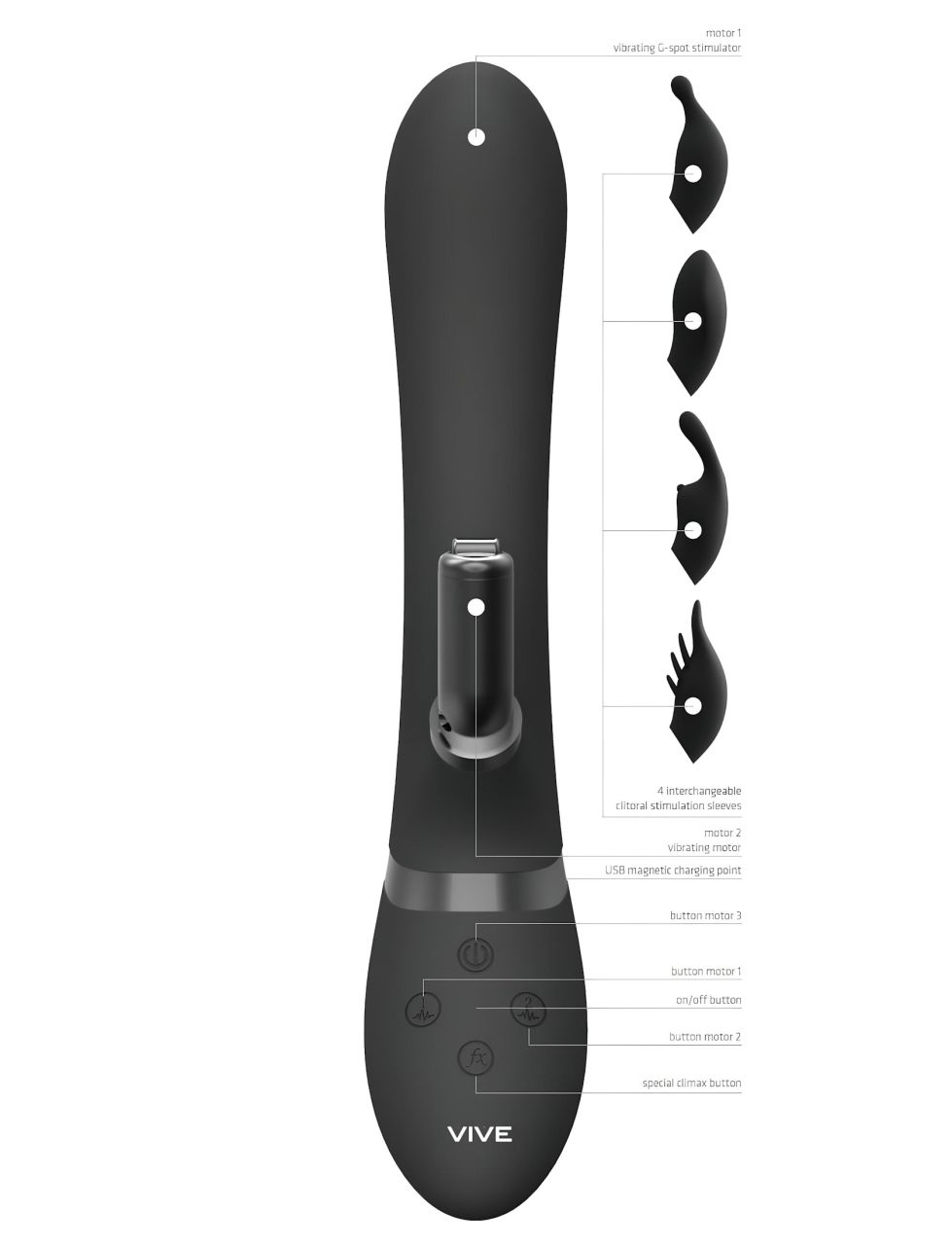 Vive Chou - 4in1 csiklókaros vibrátor (fekete) Vive Chou - 4in1 csiklókaros vibrátor (fekete)