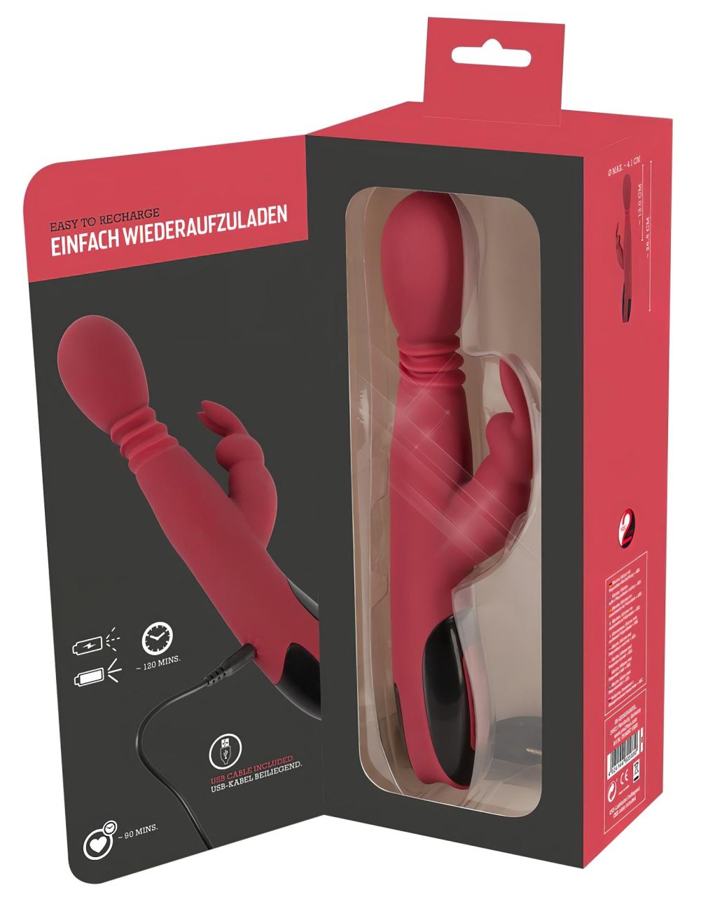 You2Toys Massager - lökő-forgó, melegítő G-pont vibrátor (piros)