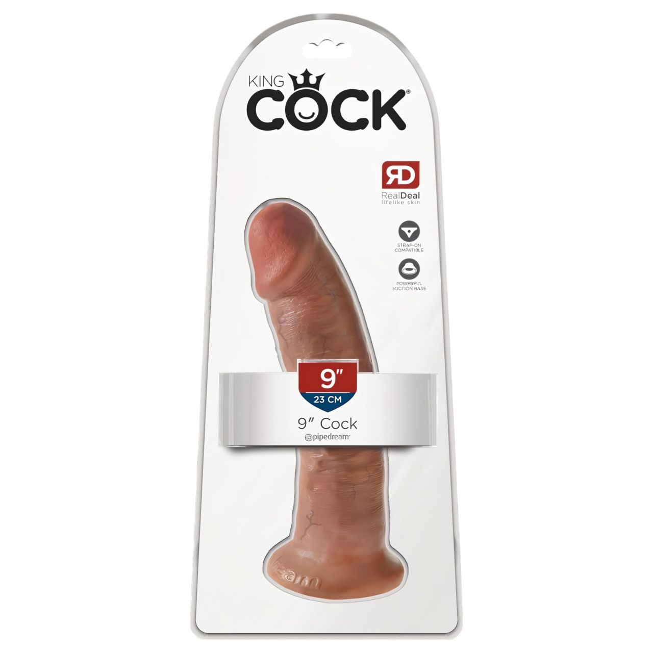 King Cock 9 - tapadókorongos élethű dildó (23cm) - sötét natúr King Cock 9 - tapadókorongos élethű dildó (23cm) - sötét natúr