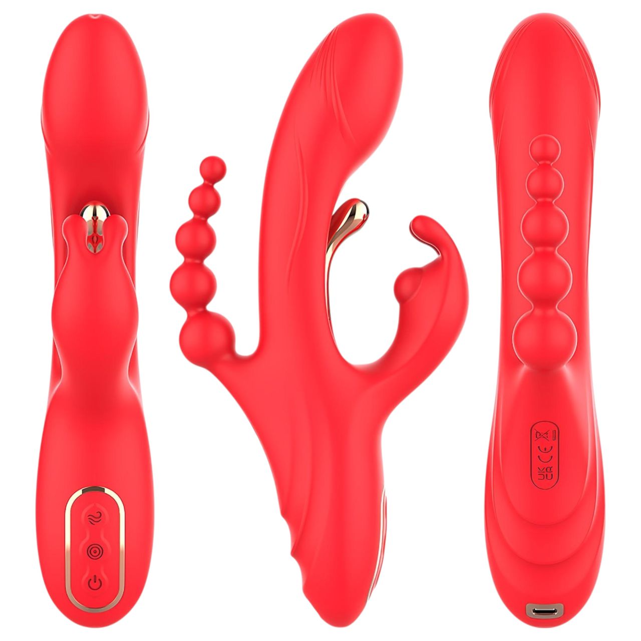 Bestoy - 3 ágú, nyelves vibrátor (piros)