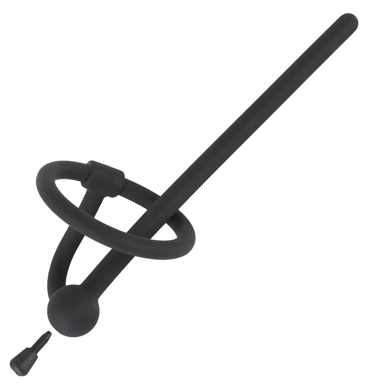 Penisplug - szilikon dilátor makkgyűrűvel (0,6mm) - fekete Penisplug - szilikon dilátor makkgyűrűvel (0,6mm) - fekete