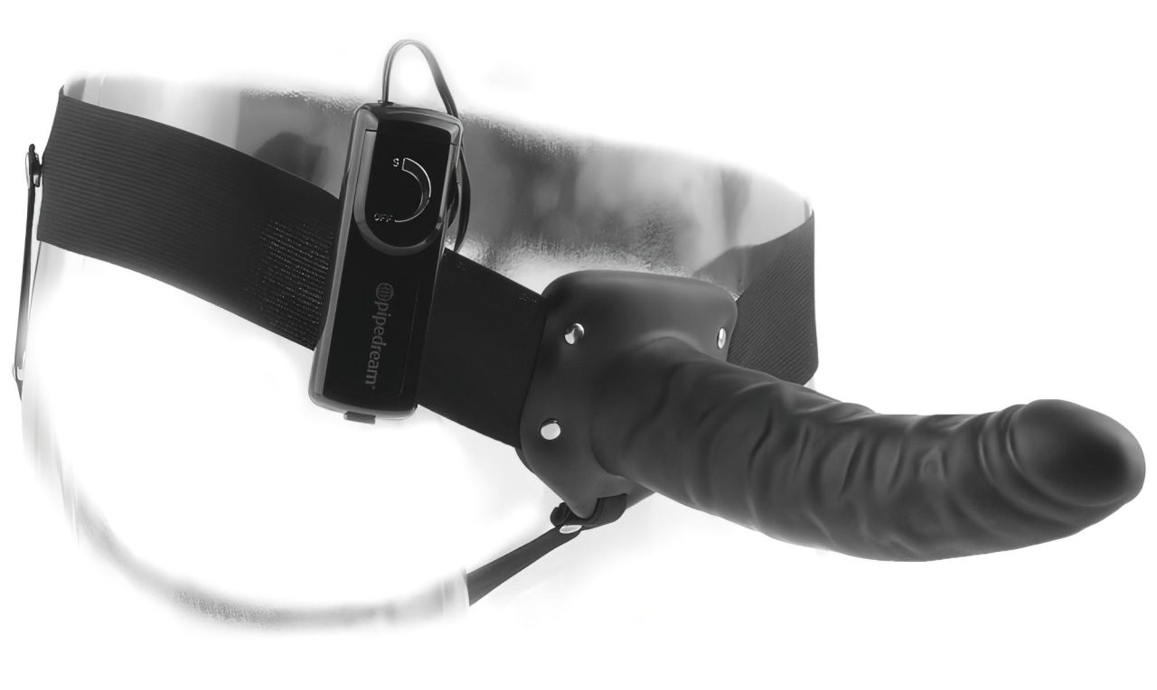 Fetish Strap-On 8 - felcsatolható, üreges vibrátor (fekete) Fetish Strap-On 8 - felcsatolható, üreges vibrátor (fekete)