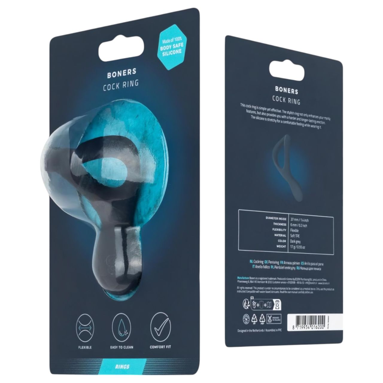 Boners - szilikon péniszgyűrű (szürke) Boners - szilikon péniszgyűrű (szürke)