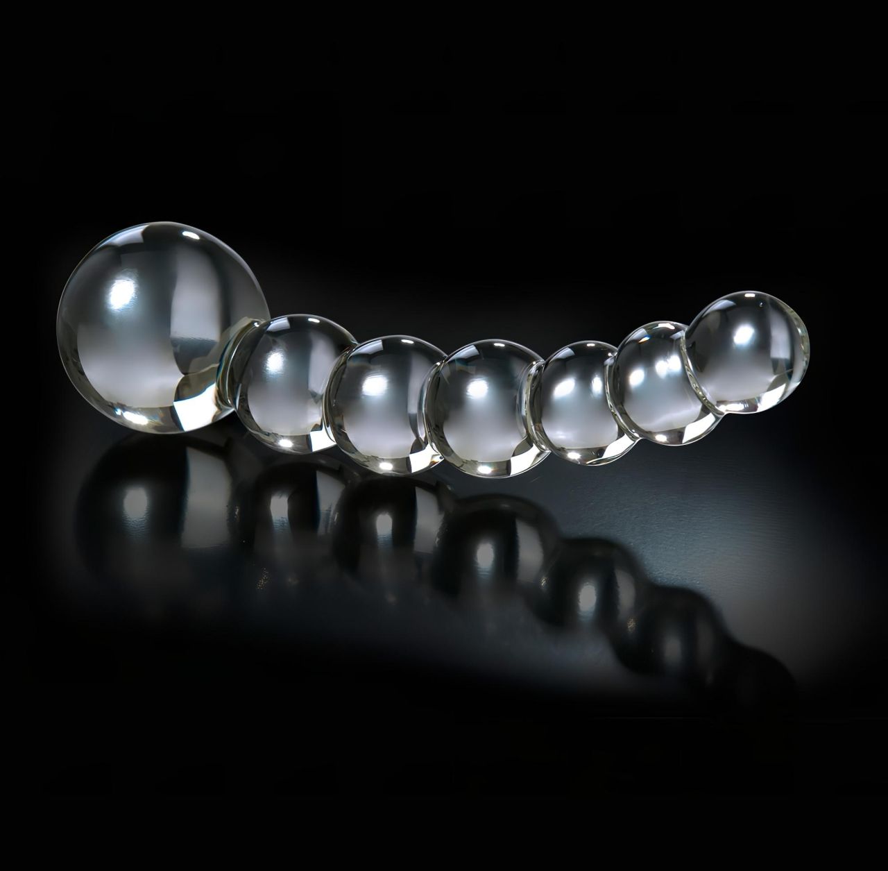 Icicles No. 66 - íves, gömbös, üveg dildó (átlátszó)