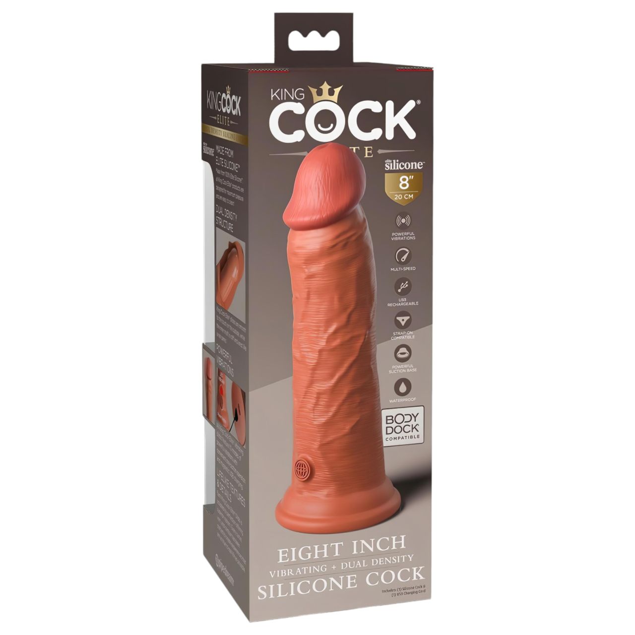 King Cock Elite 8 - élethű vibrátor 20cm (sötét natúr) King Cock Elite 8 - élethű vibrátor 20cm (sötét natúr)