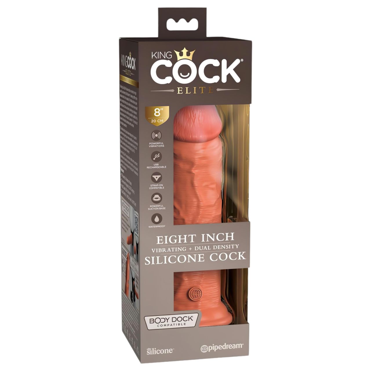 King Cock Elite 8 - élethű vibrátor 20cm (sötét natúr) King Cock Elite 8 - élethű vibrátor 20cm (sötét natúr)