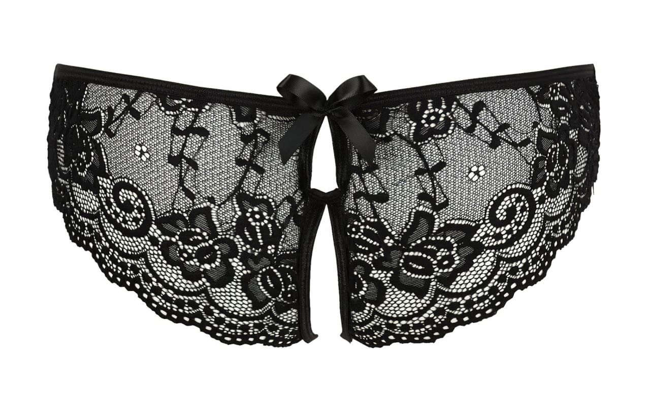 Cottelli - csipkés masnis nyitott női bugyi (fekete) Cottelli - csipkés masnis nyitott női bugyi (fekete)