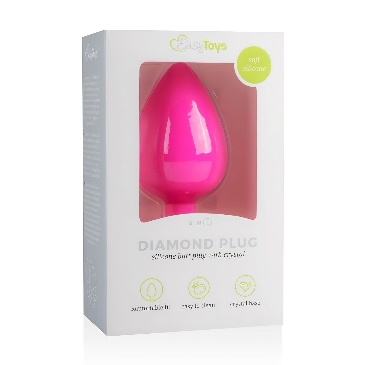 Easytoys Diamond - fehér köves anál plug (nagy) - pink Easytoys Diamond - fehér köves anál plug (nagy) - pink