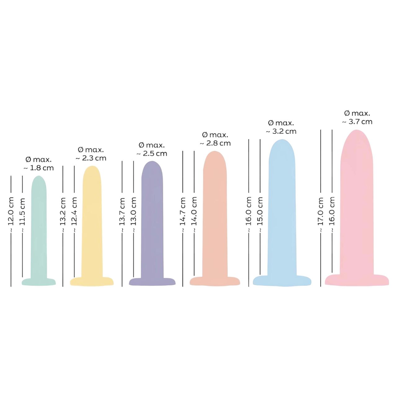 Six in a Row - dildó trainer szett - 6db (színes) Six in a Row - dildó trainer szett - 6db (színes)