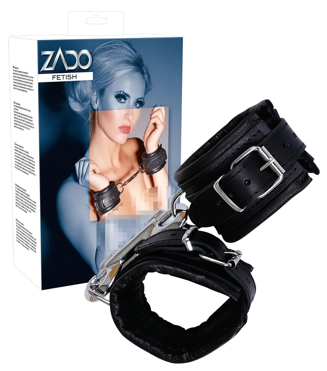 ZADO - bőr csukló bilincs és karabiner (fekete)