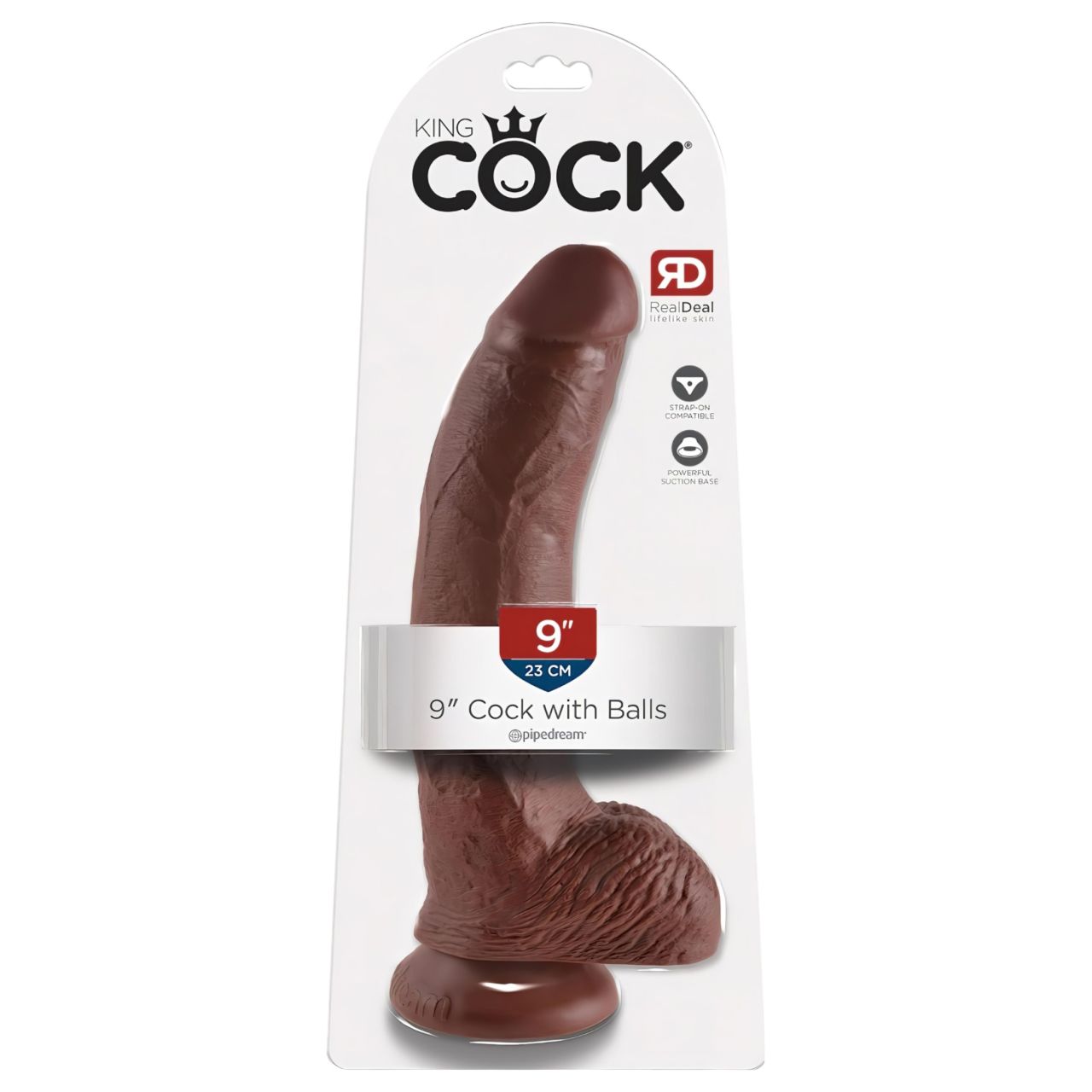 King Cock 9 - nagy tapadókorongos, herés dildó (23cm) - barna King Cock 9 - nagy tapadókorongos, herés dildó (23cm) - barna