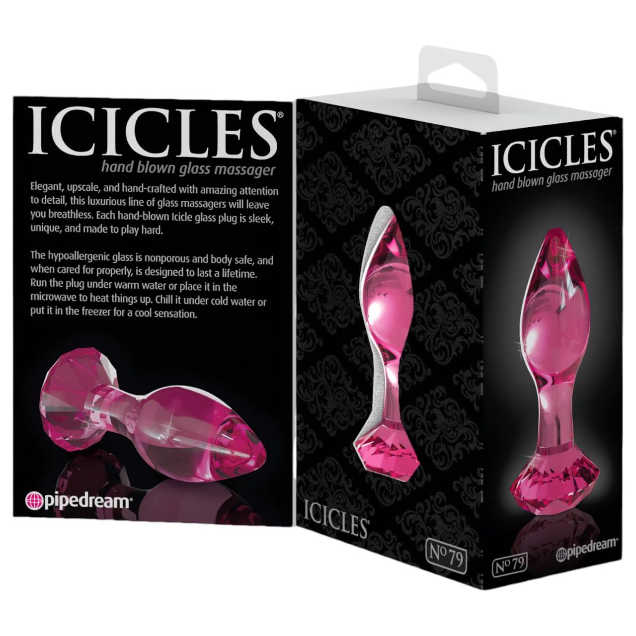 Icicles No. 79 - kúpos üveg anál plug (pink) Icicles No. 79 - kúpos üveg anál plug (pink)