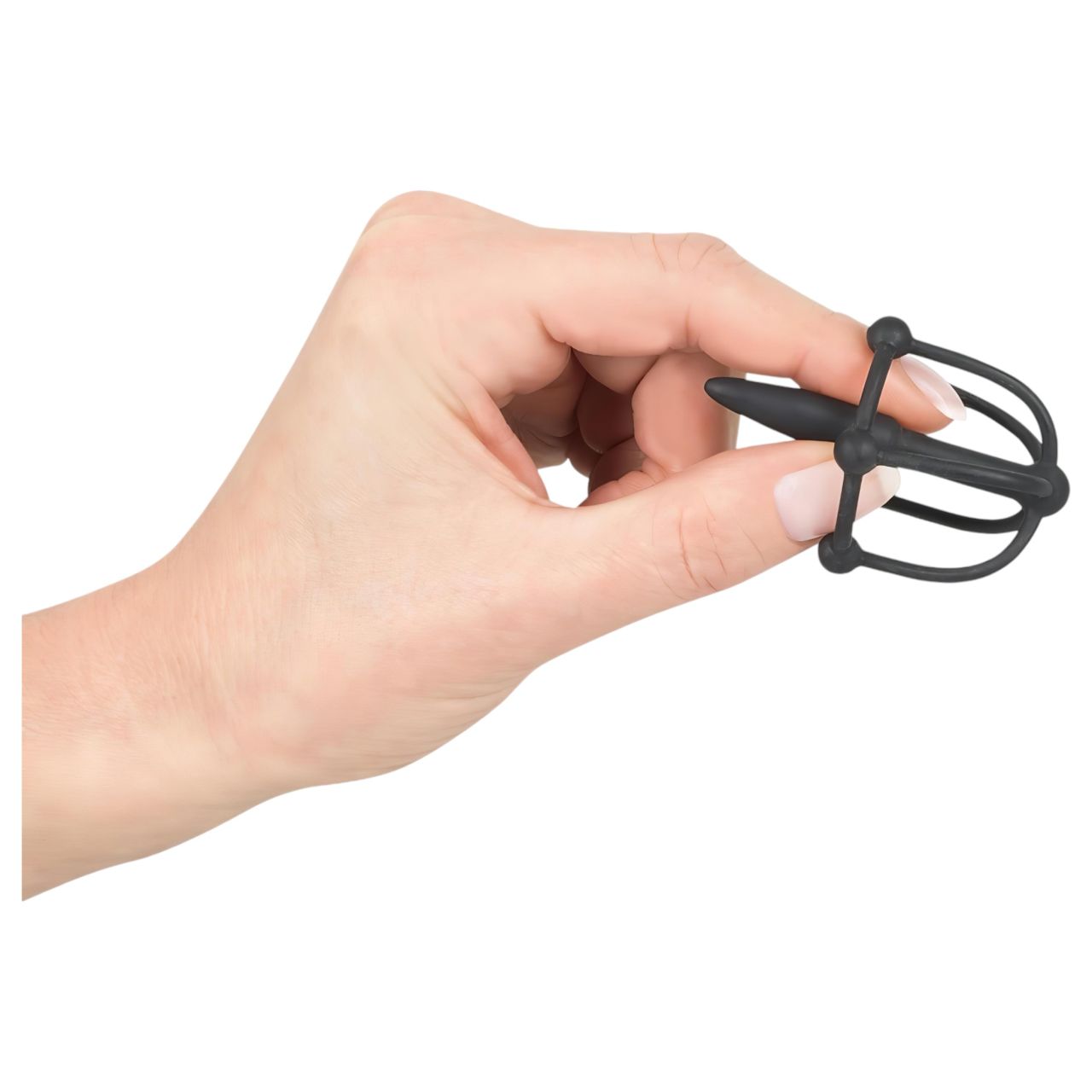 Penisplug - szilikon makk ketrec dilátorral (fekete) Penisplug - szilikon makk ketrec dilátorral (fekete)