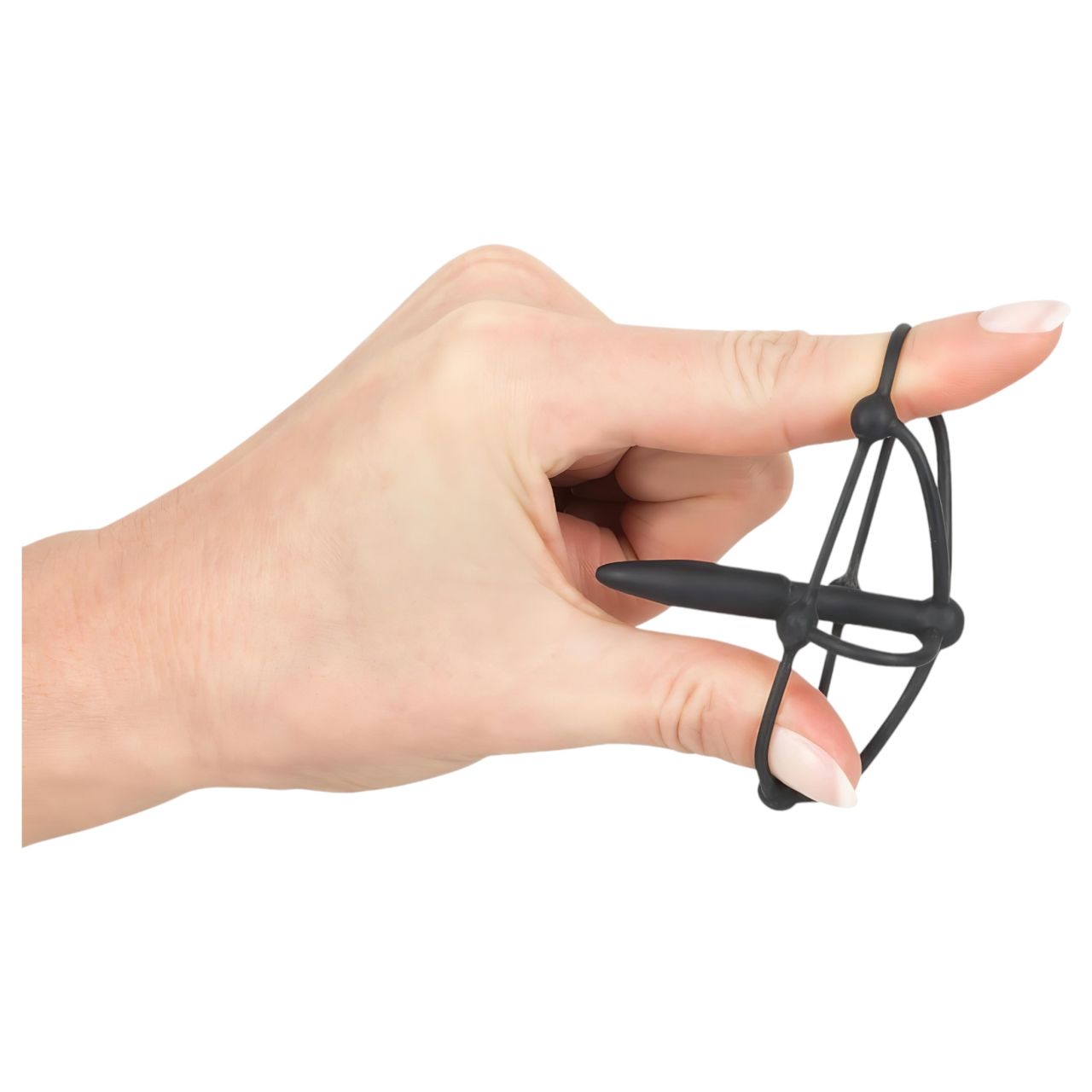 Penisplug - szilikon makk ketrec dilátorral (fekete) Penisplug - szilikon makk ketrec dilátorral (fekete)