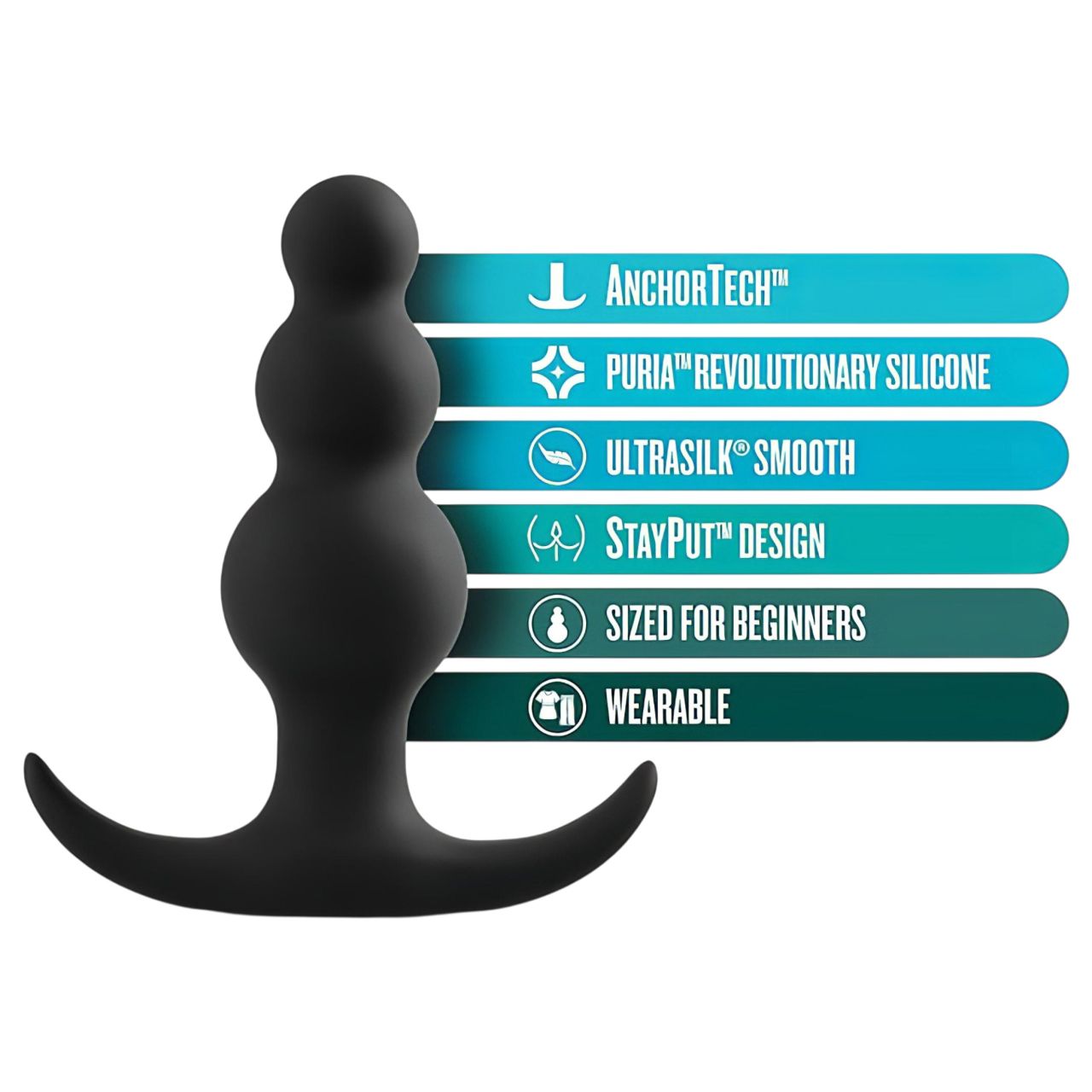 Anal Adventures Platinum - gyöngyös anál plug (fekete) Anal Adventures Platinum - gyöngyös anál plug (fekete)