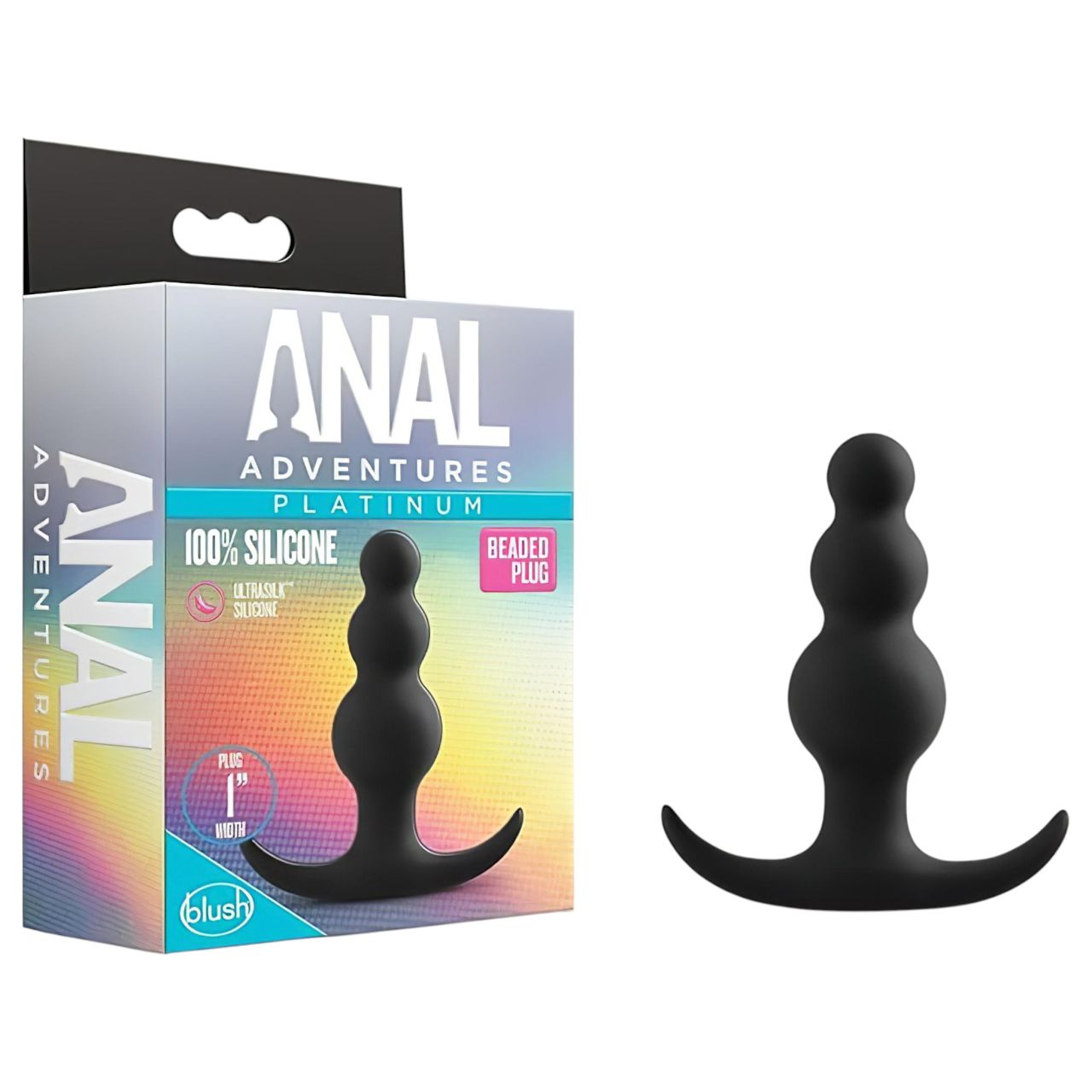 Anal Adventures Platinum - gyöngyös anál plug (fekete) Anal Adventures Platinum - gyöngyös anál plug (fekete)