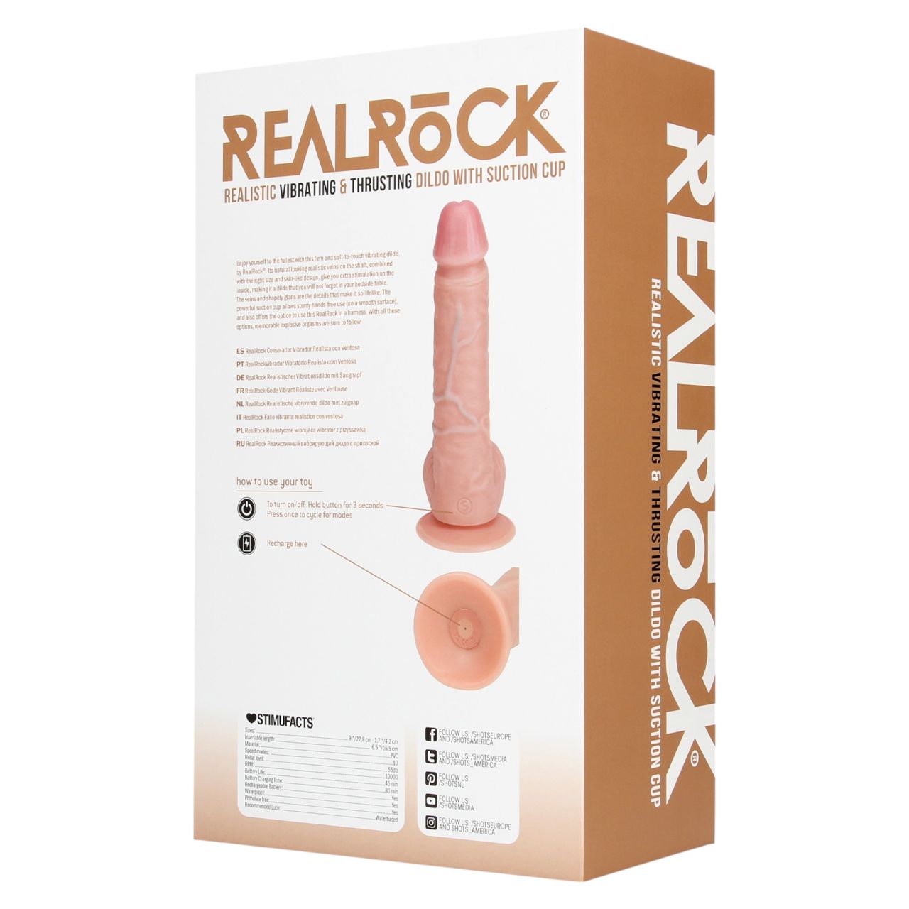 RealRock - tapadókorongos lökő vibrátor - natúr (20,5cm) RealRock - tapadókorongos lökő vibrátor - natúr (20,5cm)