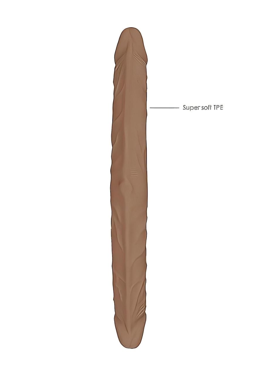 RealRock Double Dong 14 - dupla dildó (36cm) - sötét natúr RealRock Double Dong 14 - dupla dildó (36cm) - sötét natúr