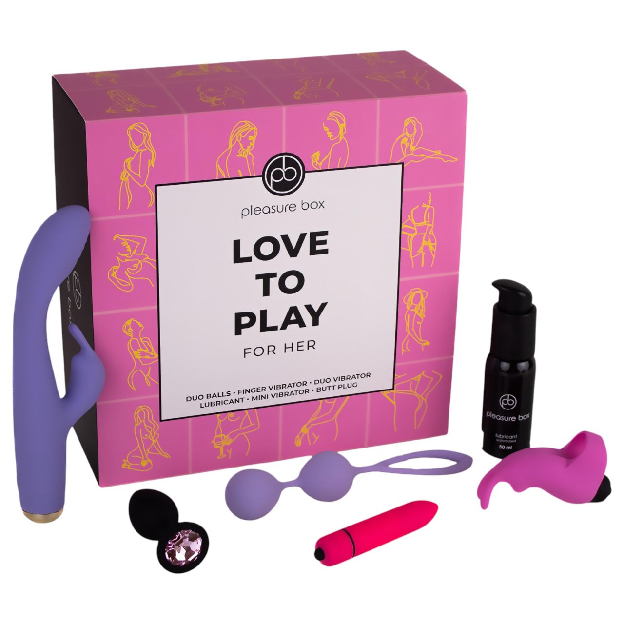 Pleasure Box Love to Play - vibrátor szett - 6 részes (pink-lila)