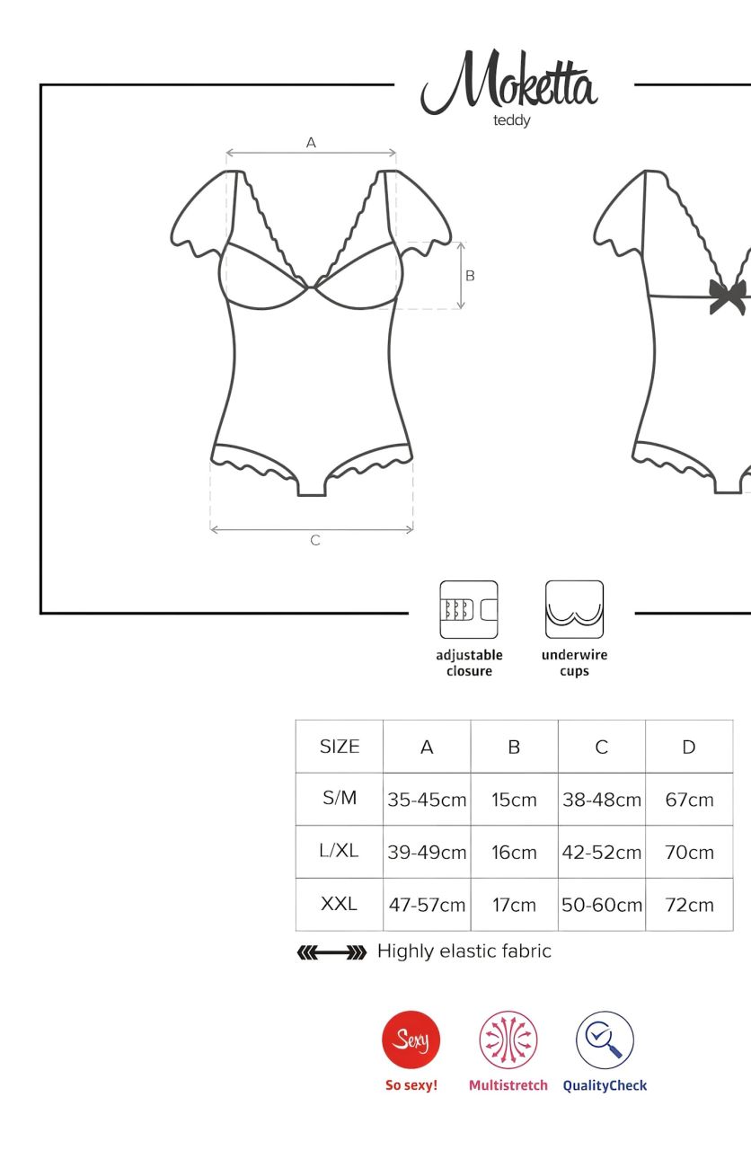 / Obsessive Moketta - csipke fodros, csíkos body (fekete) / Obsessive Moketta - csipke fodros, csíkos body (fekete)