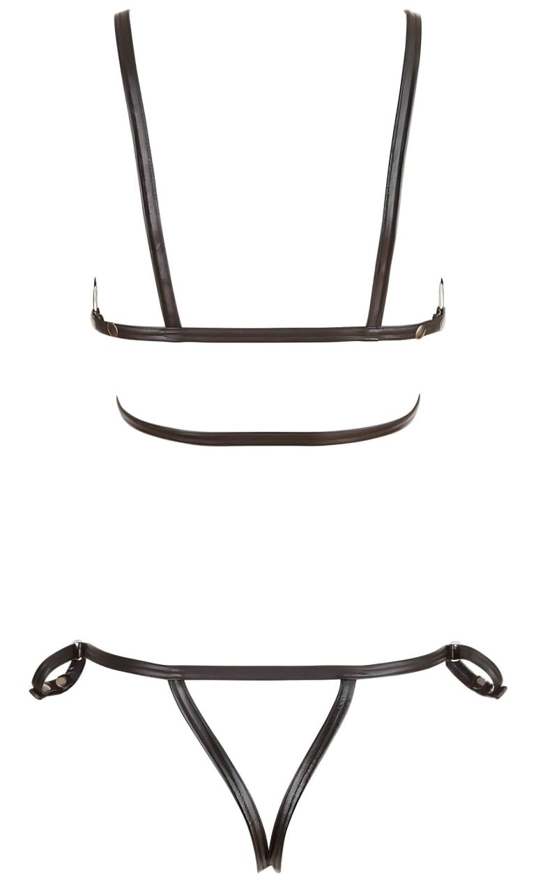 Cottelli Bondage - fényes dísz testhám bikini (fekete) Cottelli Bondage - fényes dísz testhám bikini (fekete)