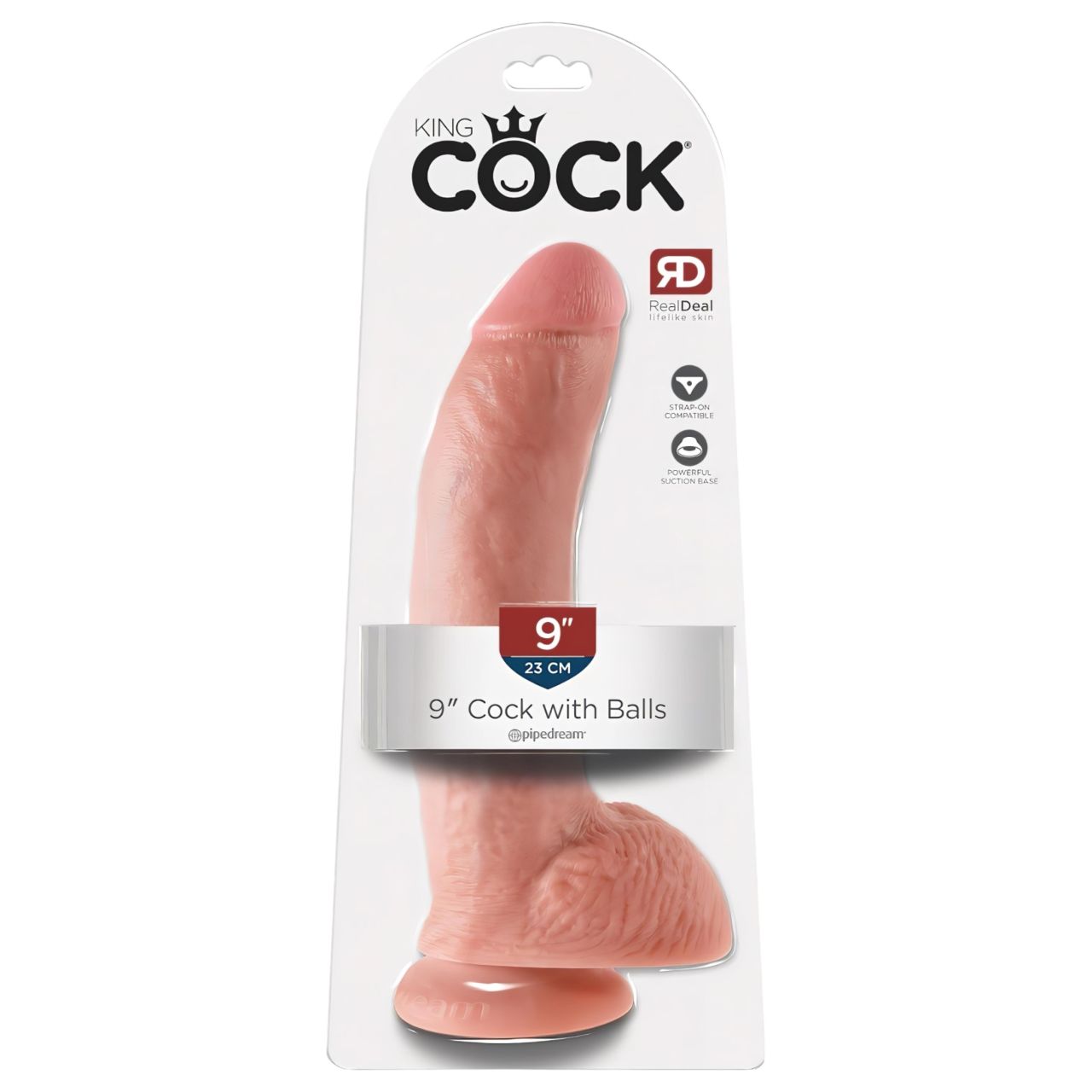 King Cock 9 - nagy tapadókorongos, herés dildó (23cm) - natúr King Cock 9 - nagy tapadókorongos, herés dildó (23cm) - natúr