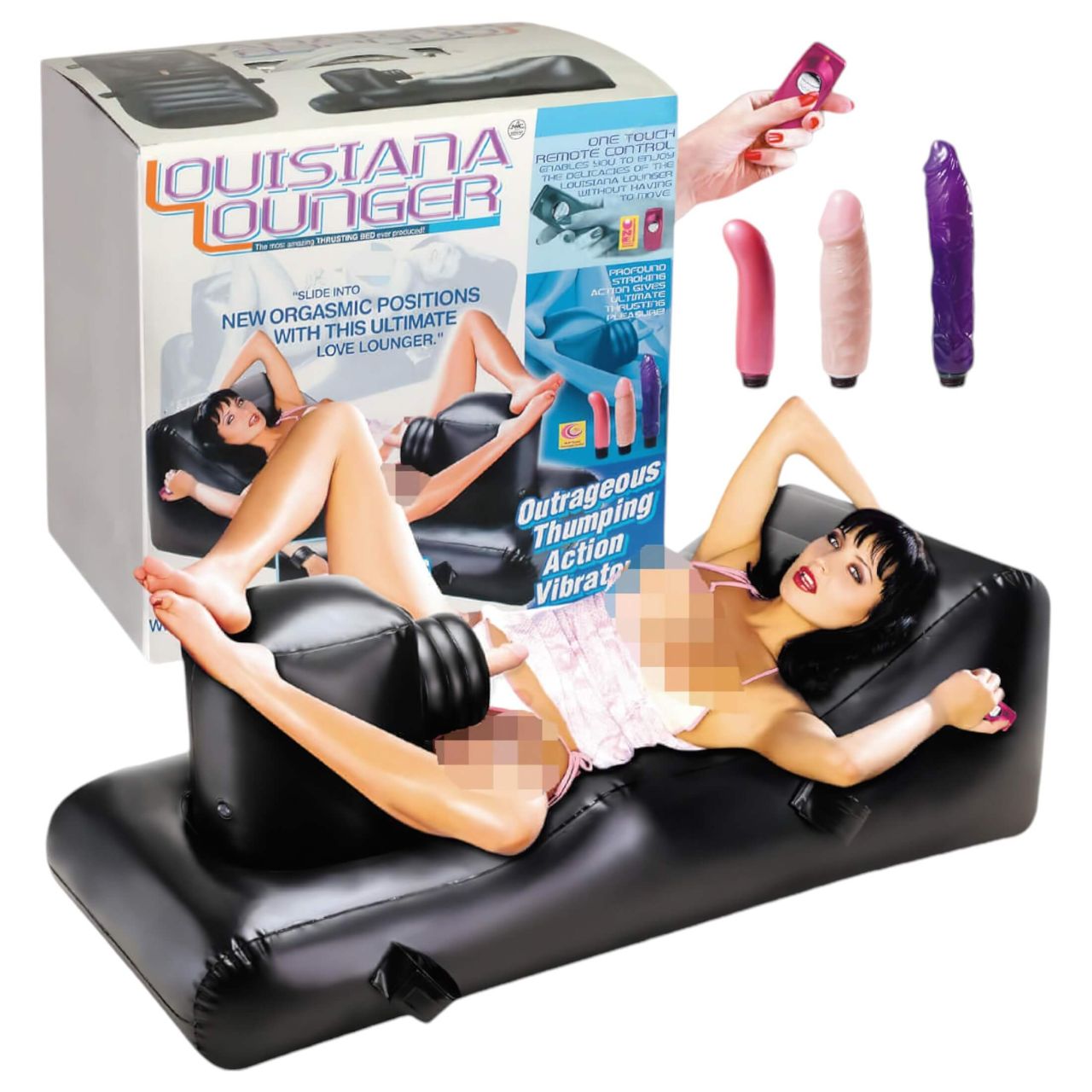 Louisiana Lounger - szexgép beépített vibrátorral (fekete) Louisiana Lounger - szexgép beépített vibrátorral (fekete)