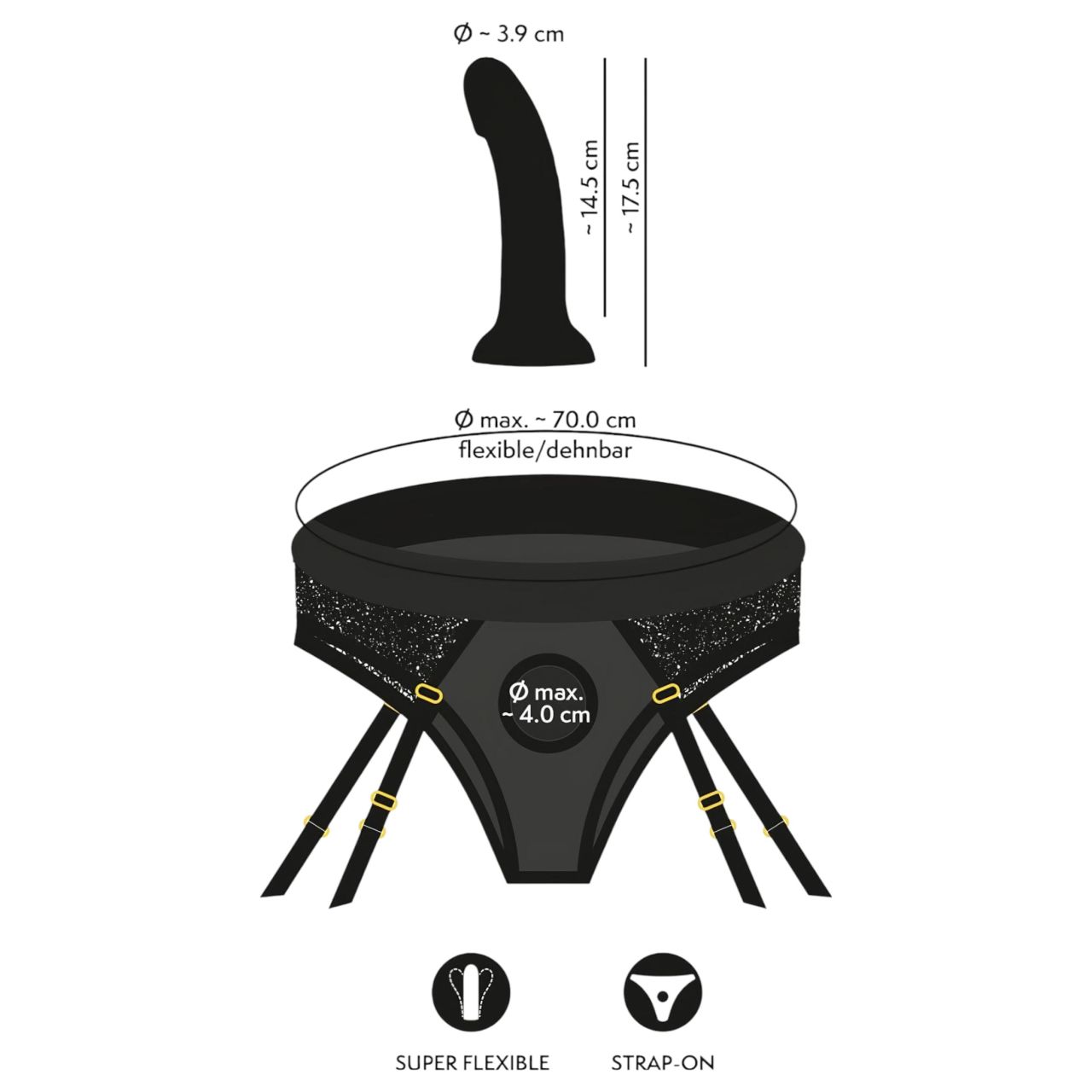 You2Toys - felcsatolható dildó alsóval (fekete) You2Toys - felcsatolható dildó alsóval (fekete)