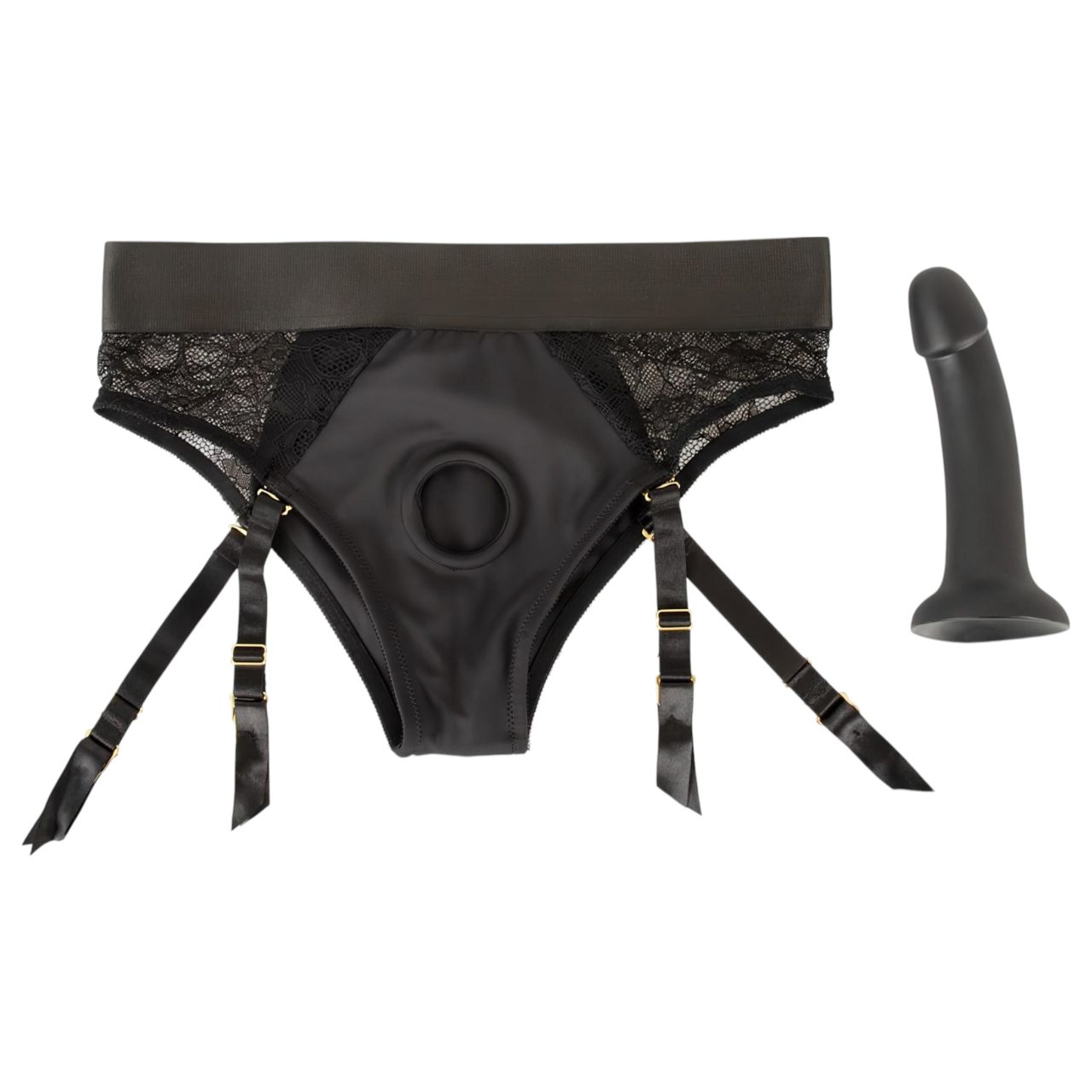 You2Toys - felcsatolható dildó alsóval (fekete) You2Toys - felcsatolható dildó alsóval (fekete)