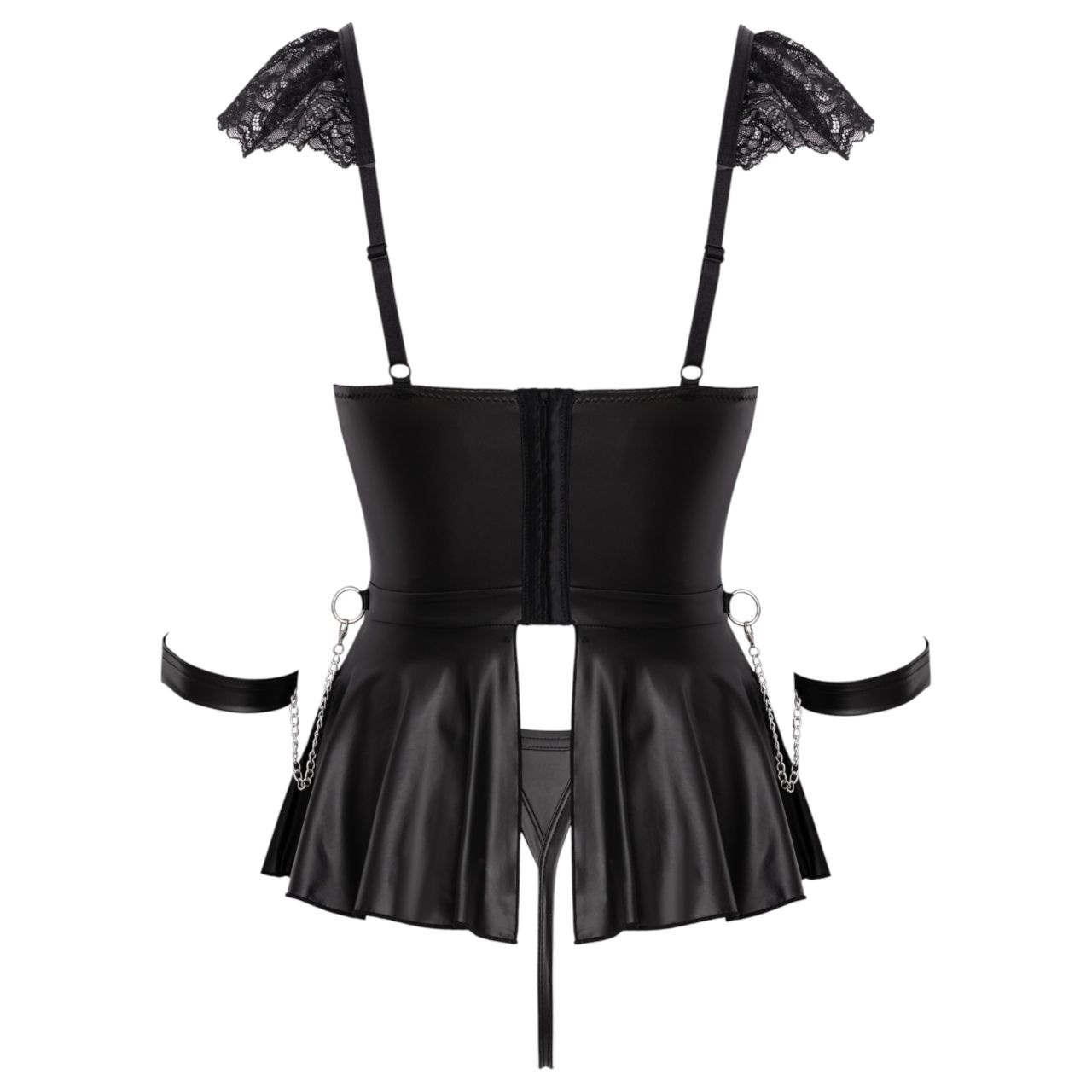 Cottelli Bondage - csipkés miniruha bilincsekkel (fekete)