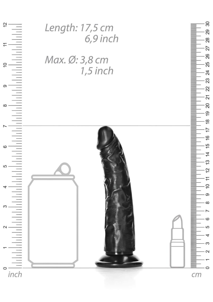RealRock Slim realisztikus dildó - 15,5cm (fekete) RealRock Slim realisztikus dildó - 15,5cm (fekete)