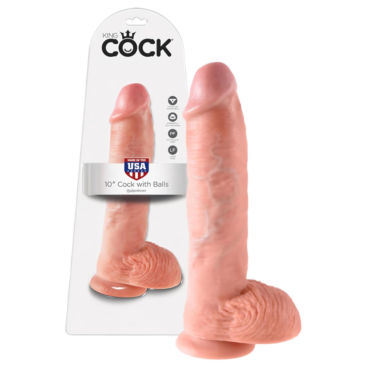 King Cock 10 herés nagy dildó (25 cm) - natúr King Cock 10 herés nagy dildó (25 cm) - natúr