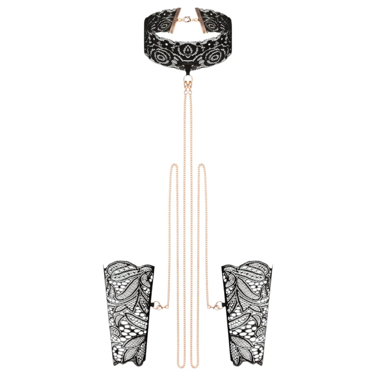 Rosy Gold - nyakörv és csukló bilincs (fekete) Rosy Gold - nyakörv és csukló bilincs (fekete)