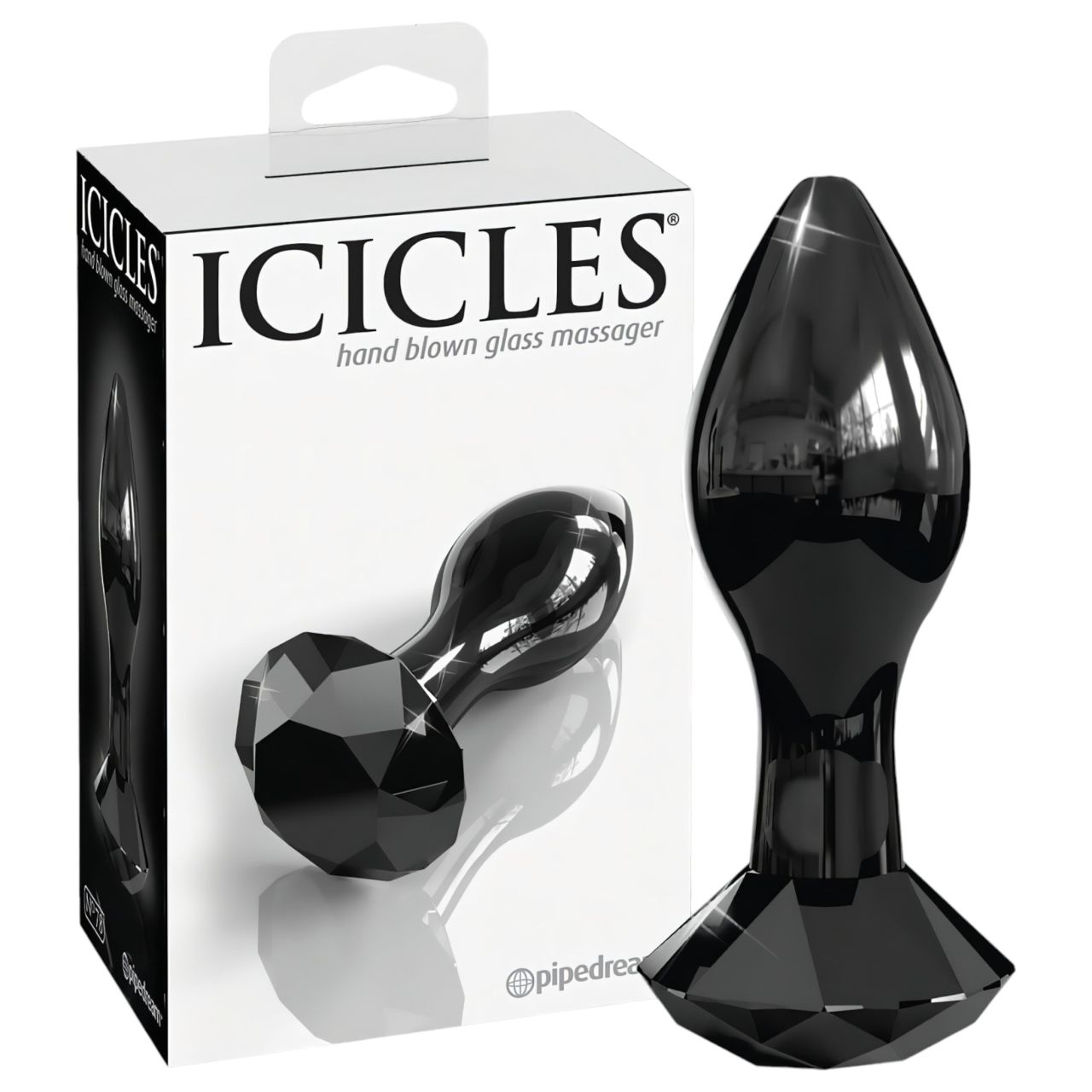 Icicles No. 78 - kúpos üveg anál plug (fekete) Icicles No. 78 - kúpos üveg anál plug (fekete)