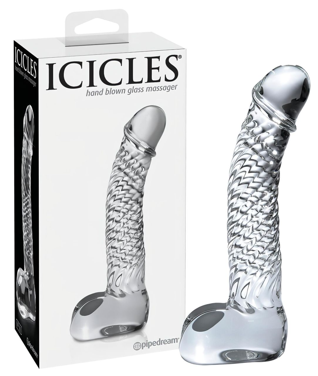 Icicles No. 61 - herés, péniszes üveg dildó (átlátszó) Icicles No. 61 - herés, péniszes üveg dildó (átlátszó)