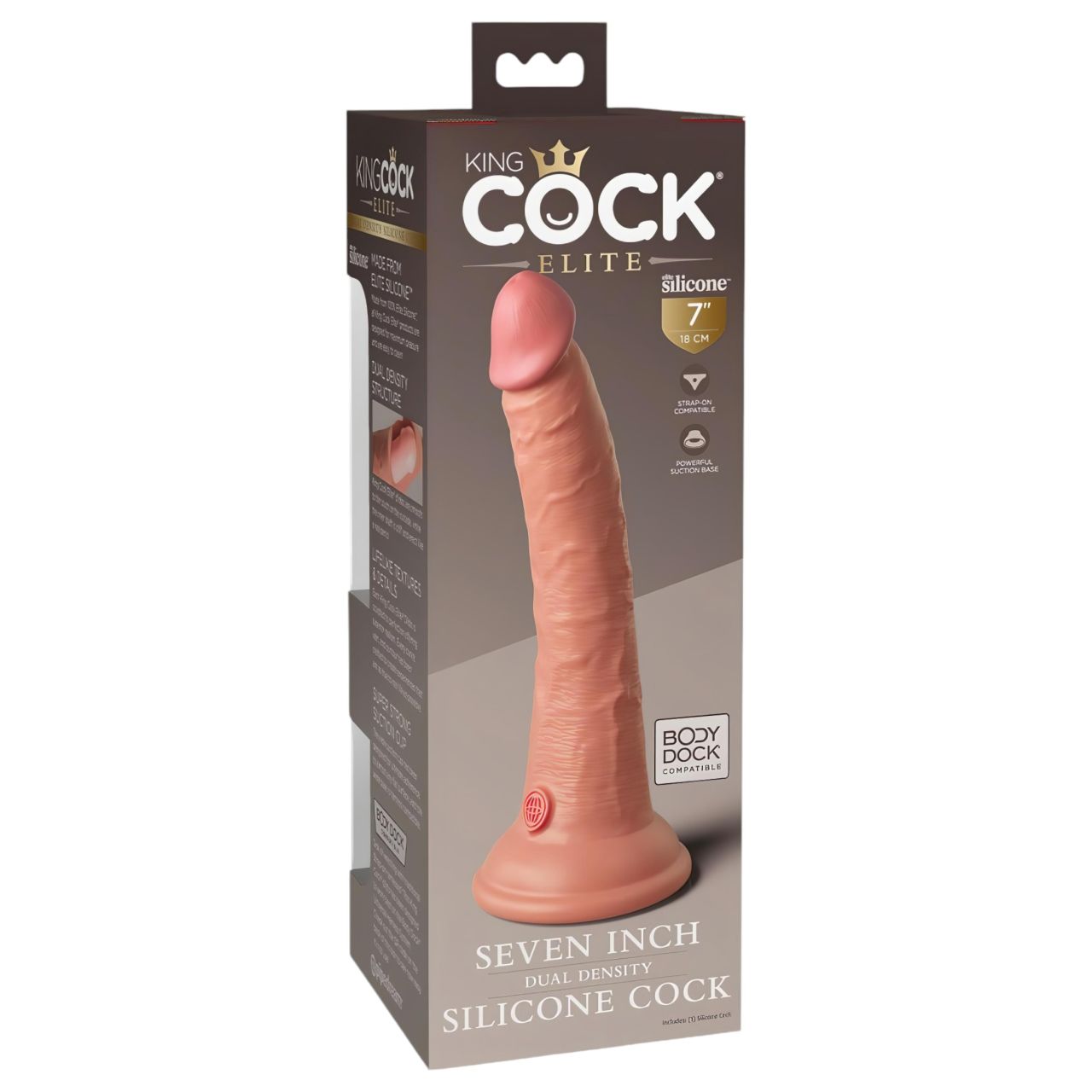 King Cock Elite 7- tapadókorongos, élethű dildó (18cm) - natúr