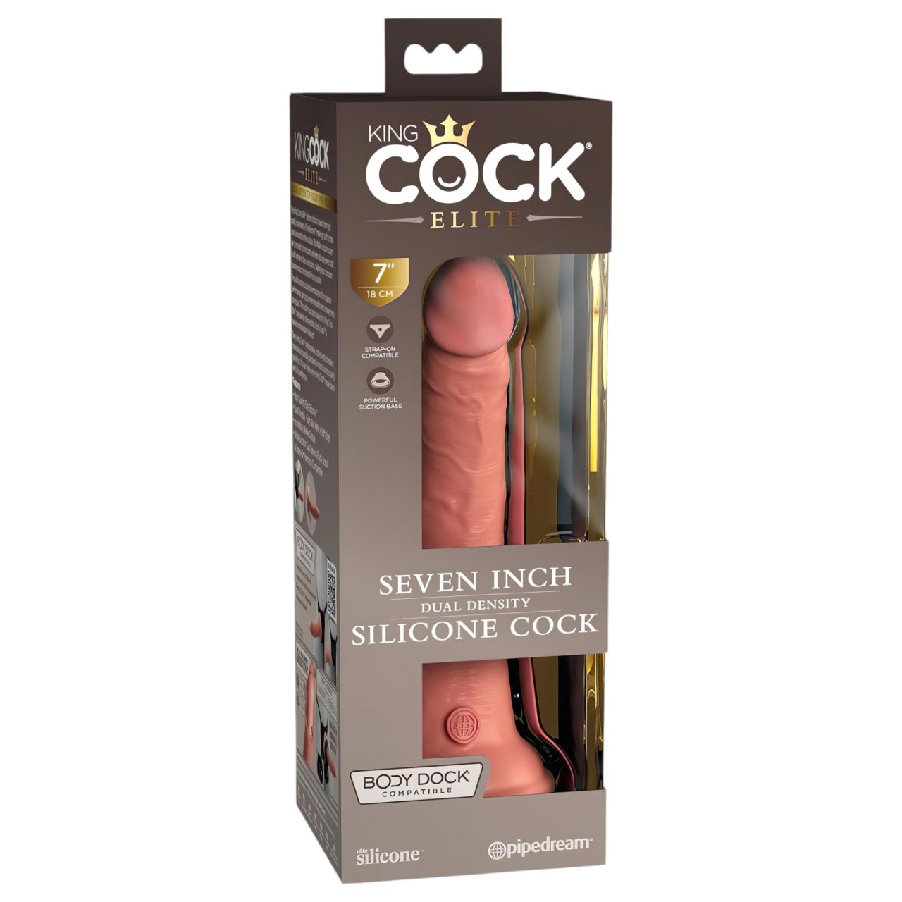 King Cock Elite 7- tapadókorongos, élethű dildó (18cm) - natúr
