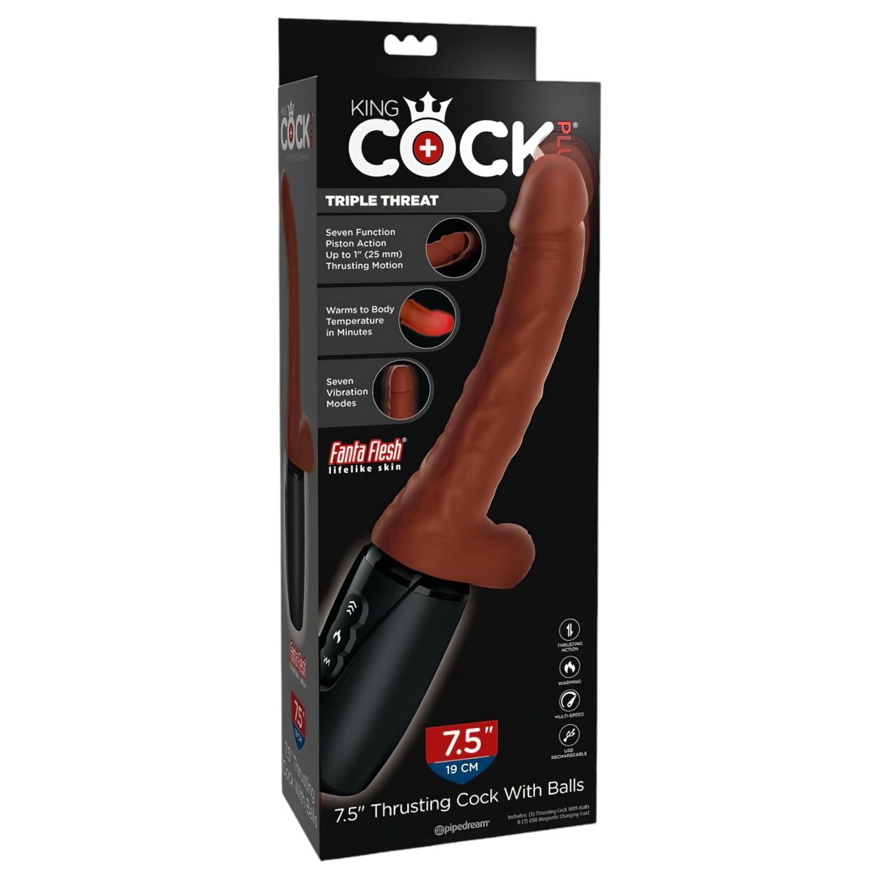 King Cock Plus 7,5 - herés lökő vibrátor (barna) King Cock Plus 7,5 - herés lökő vibrátor (barna)