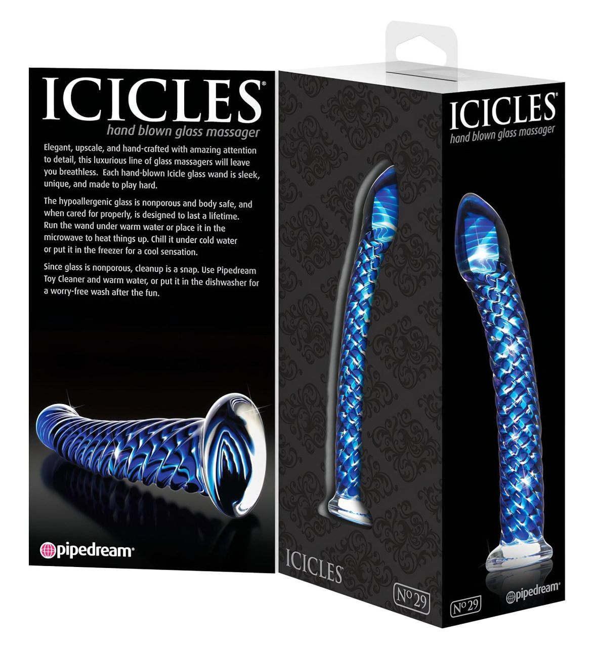 Icicles No. 29 - spirál, pénisz üveg dildó (kék) Icicles No. 29 - spirál, pénisz üveg dildó (kék)
