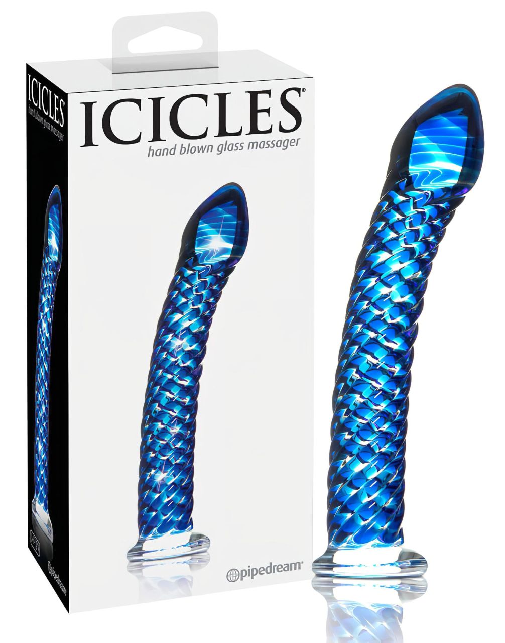 Icicles No. 29 - spirál, pénisz üveg dildó (kék) Icicles No. 29 - spirál, pénisz üveg dildó (kék)