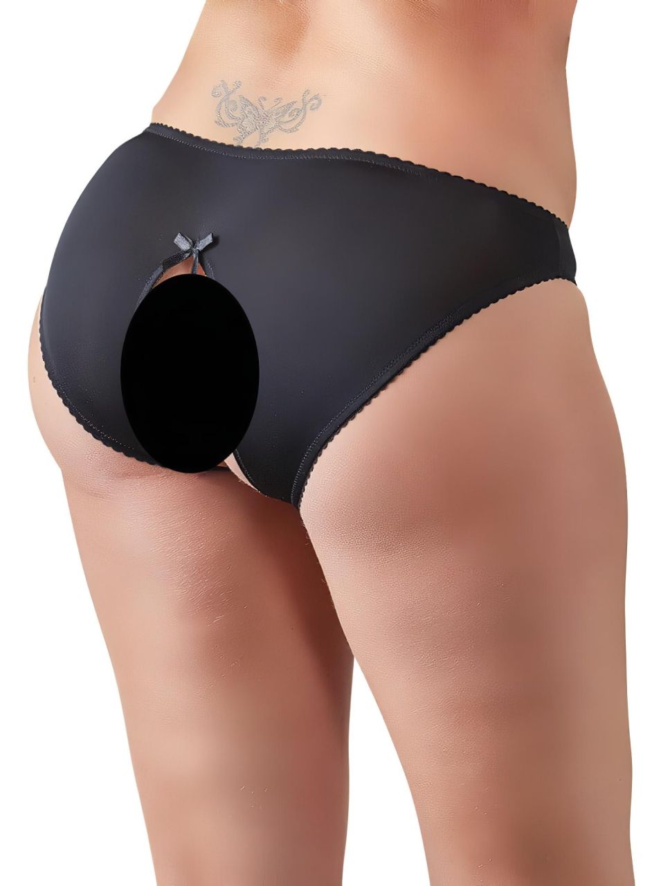 Cottelli Plus Size - csipkés, nyitott bugyi (fekete) Cottelli Plus Size - csipkés, nyitott bugyi (fekete)