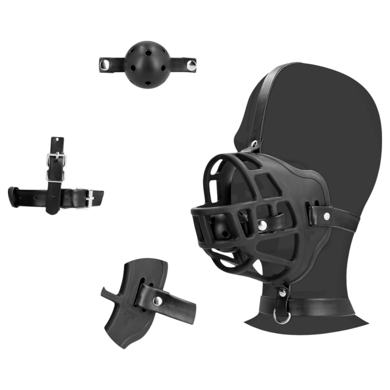 Ouch! - szájkosár, beépített szájpecekkel (fekete) Ouch! - szájkosár, beépített szájpecekkel (fekete)