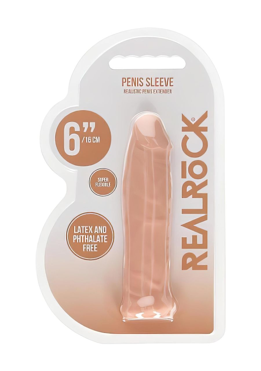 RealRock Penis Sleeve 6 - péniszköpeny (17cm) - natúr RealRock Penis Sleeve 6 - péniszköpeny (17cm) - natúr