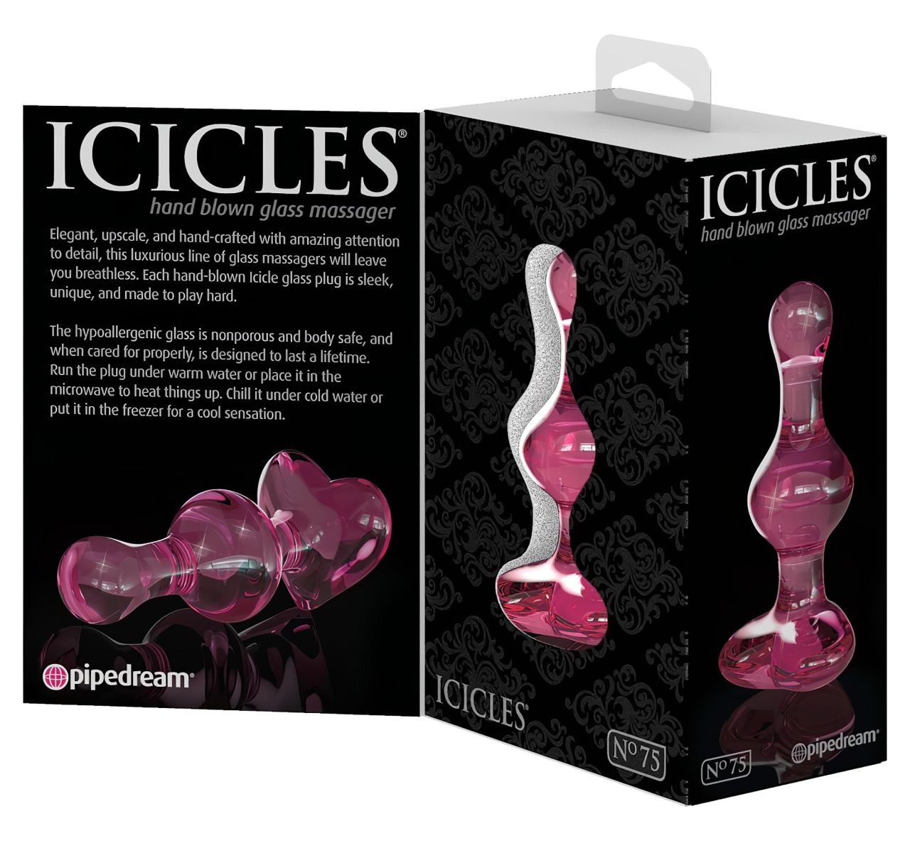 Icicles No. 75 - szíves, üveg anál plug (pink) Icicles No. 75 - szíves, üveg anál plug (pink)